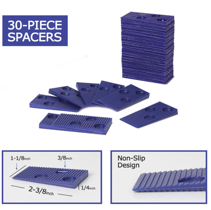 Laminate Flooring Kit w/ Mallet, Pull Bar, Block & 30 Spacers, Multicolor