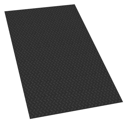 4 x 6 FT Garage Floor Mat, 1.5mm Thick Diamond Plate PVC Garage Flooring,