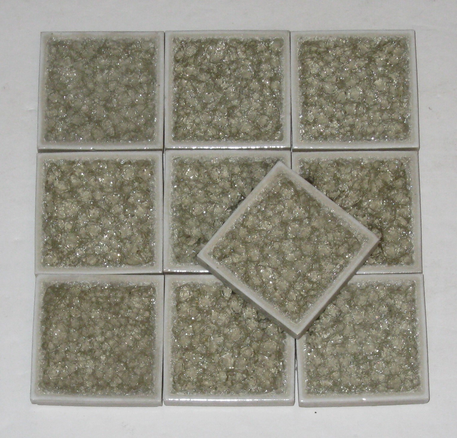 2″x2″ Crackle Glass Tile Deco Insert Accent Wall Tile – Shell – Lot of 10 pcs