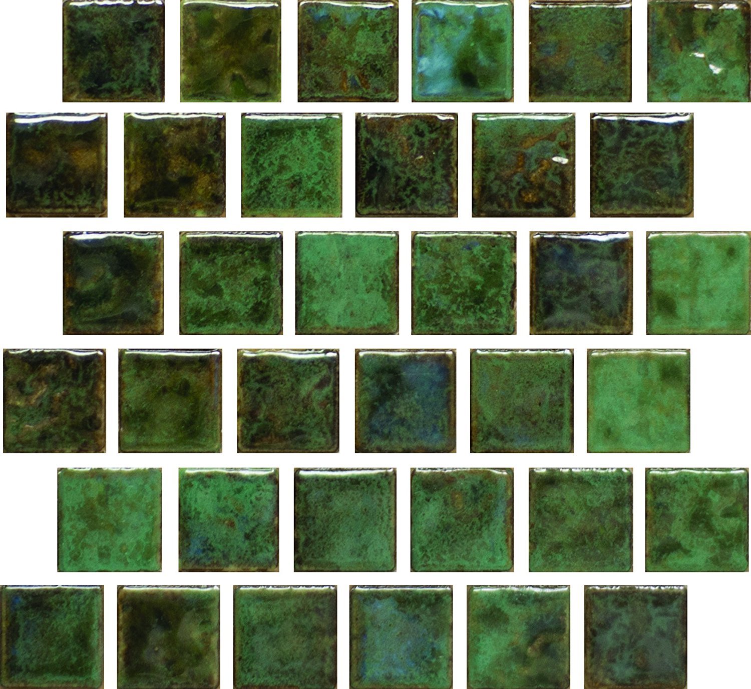 Fujiwa Porcelain glazed Swimming Pool Waterline Tile JOYA-101Verde 1×1 In 2 SQ