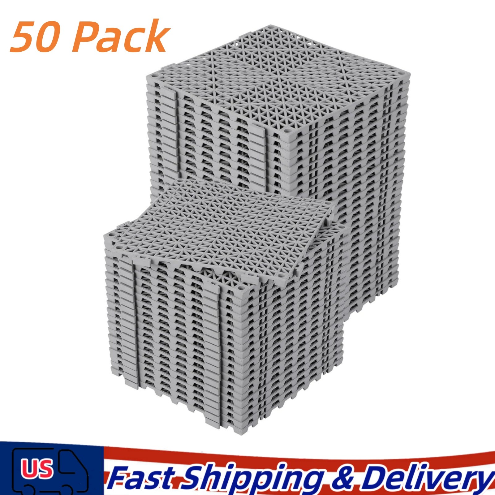 New Interlocking Garage Floor Tiles 50 PCS Deck 12″x12″ Snow Water Drainage
