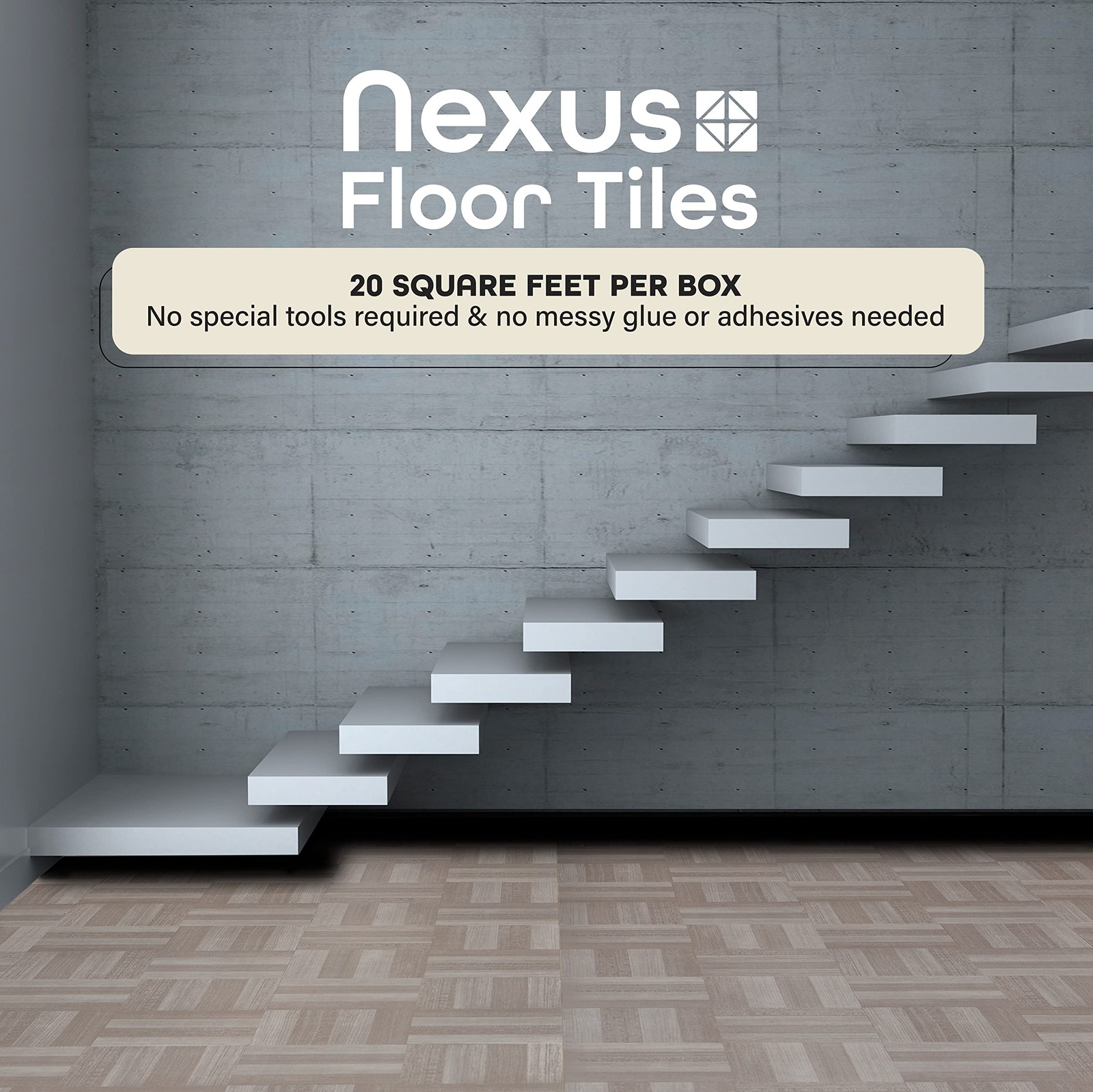 Nexus Self Adhesive 12-Inch Vinyl Floor Tiles, 20 Tiles – 12″ x 12″, Ash Grey…