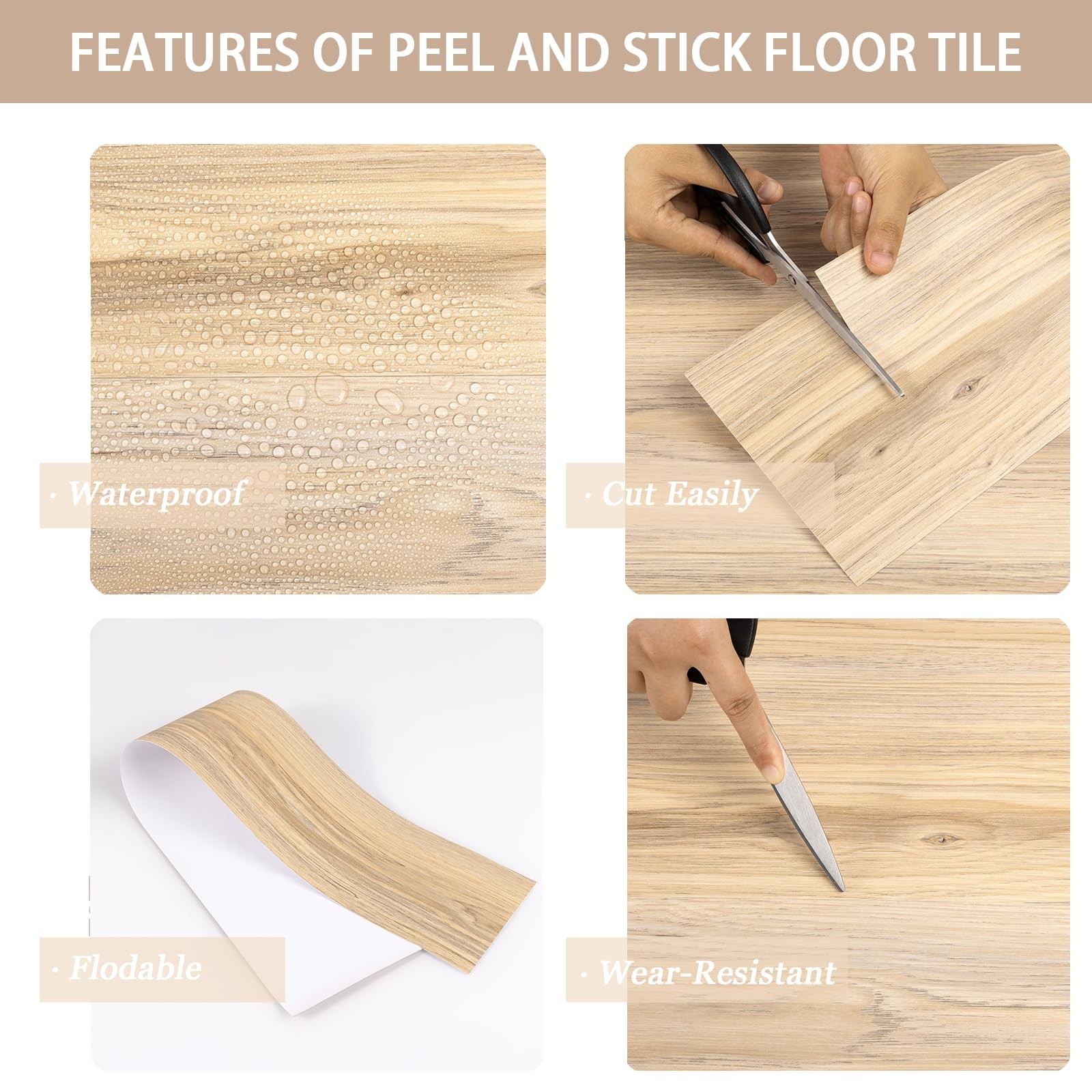 Dureidos Peel And Stick Floor Tile 40 Pcs 60.0 Sq.Ft Peel And Stick Flooring