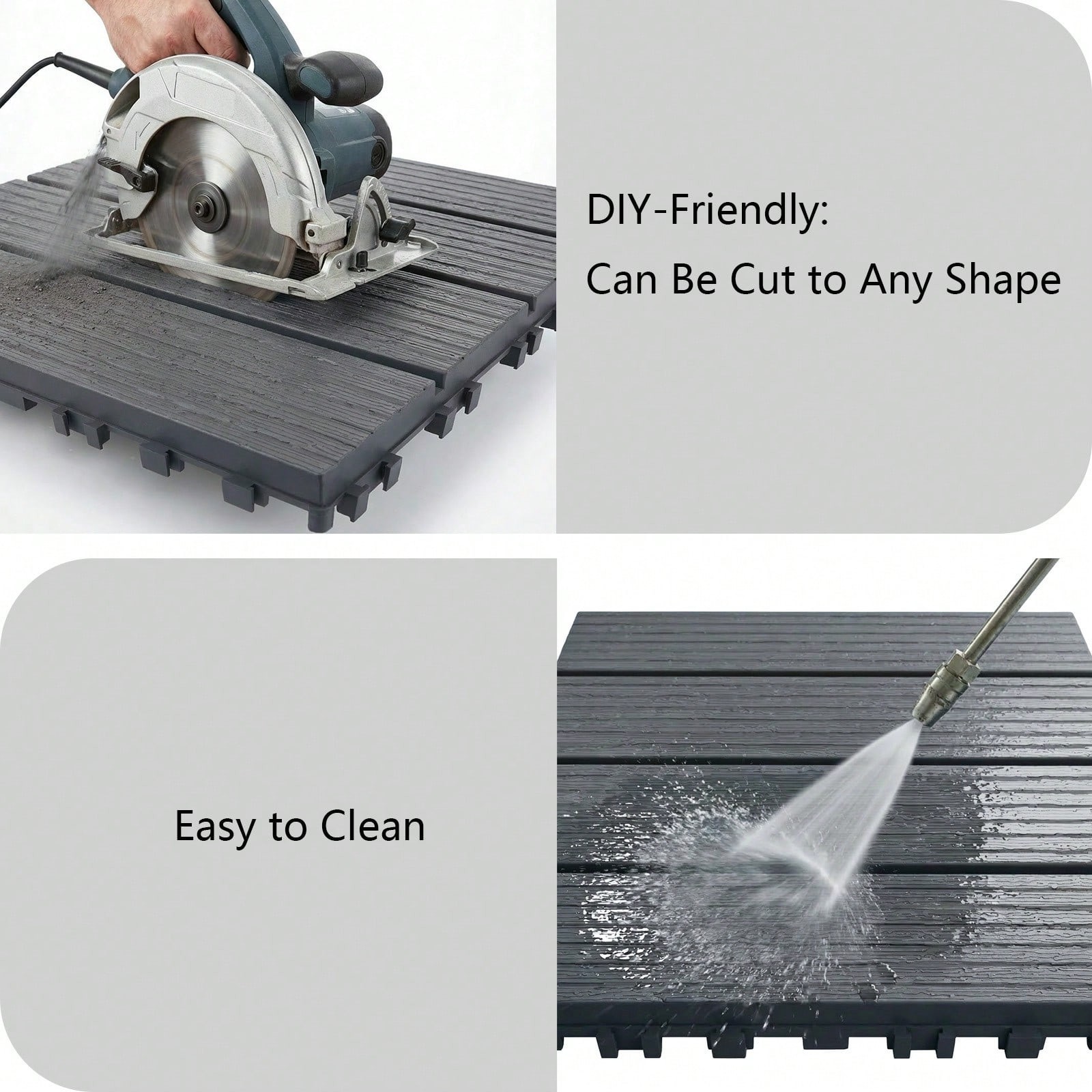 25/50/75PCS Deck Tiles Wood Flooring Interlock For Balcony Patio Outdoor 12″X12″