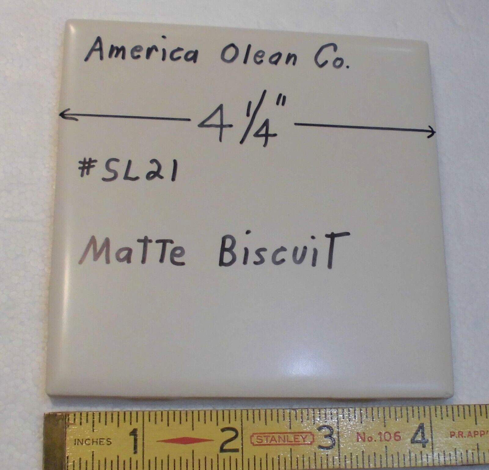 1 pc. Matte Biscuit #SL21: Ceramic Tile by American Olean 1990’s “Starting Line”