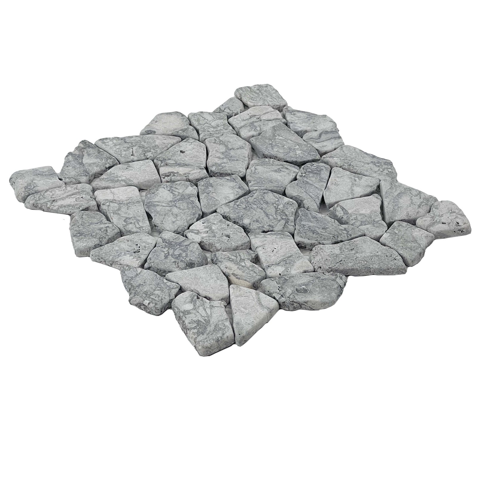 Cruz Bay Studio XR3 Fit Mosaic – 11″ x 11″ Pebble and Rock Floor – Grey Blend