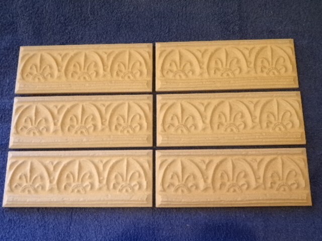 1 Case Gaya Wall Tile Stoneware 3″ X 7 7/8″ Fleur De Lis Trim Accent Spain