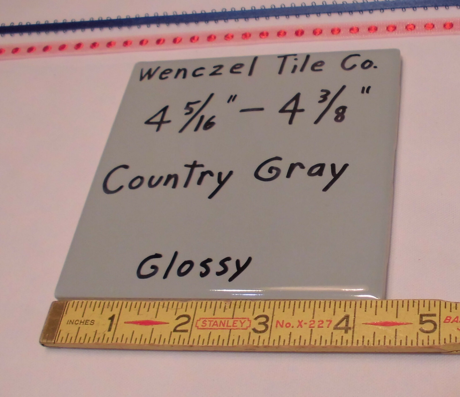 1 pc. *Country Gray* Glossy Ceramic Tile by Wenczel Tile Co. 4-5/16″- 4-3/8″