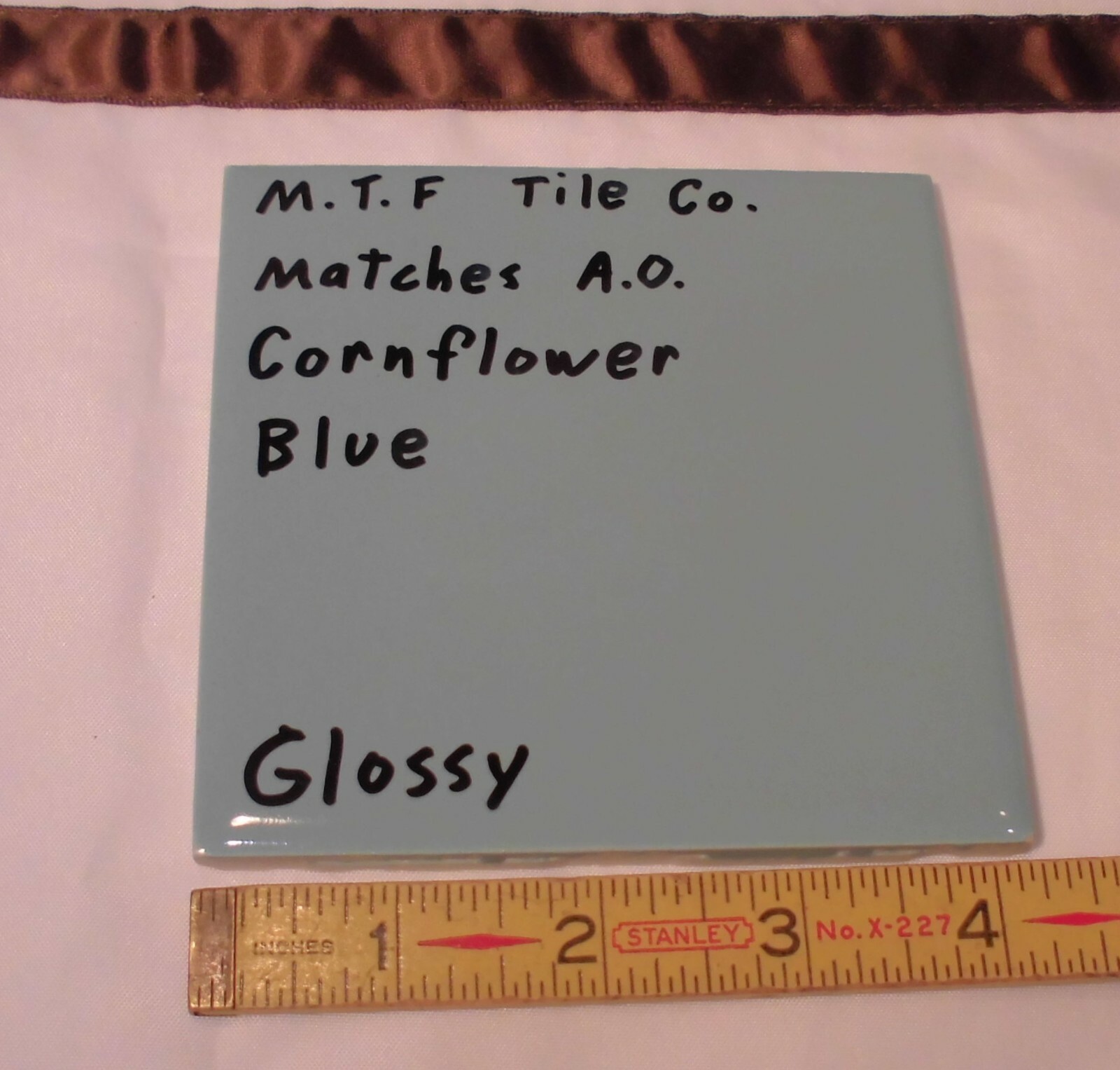 1 pc. VTG *Blue* 4-1/4″ Glossy Ceramic Tile by Monarch Co.; Match AO Cornflower