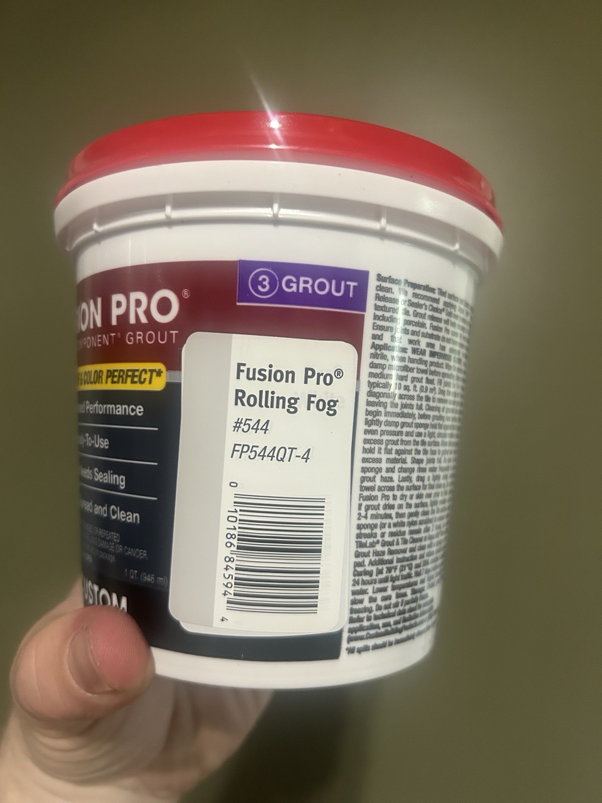 1 Quart X5 Fusion Pro Single Component Grout #544 Rolling Fog