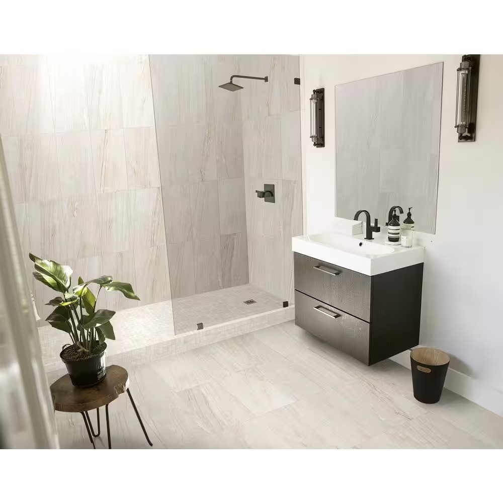 Malvera Cream 12 In. X 24 In. Lapato Porcelain Travertine Look Floor and Wall Ti