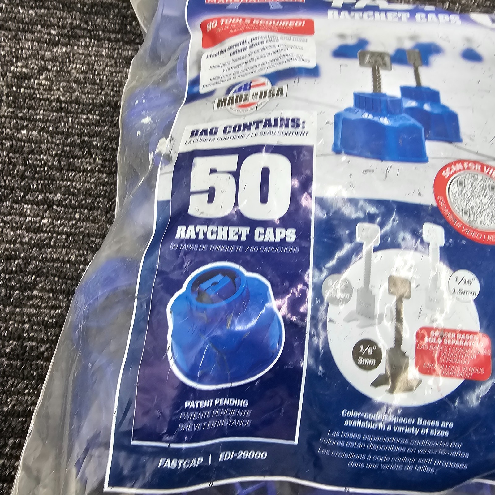 (QTY 50) Marshalltown EDI-29000 Fastcap Fast Ratchet Cap Tile Leveling 1/16-1/8”