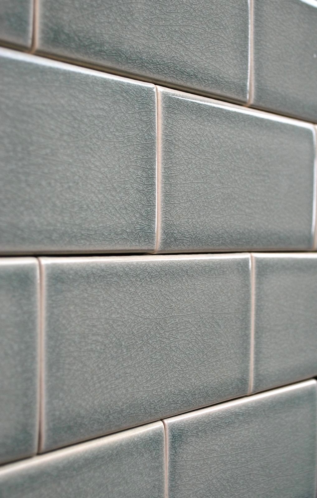 3×6 Mist Green Handmade Glossy Finish Crackled Ceramic Tile Wall Backsplash Bath