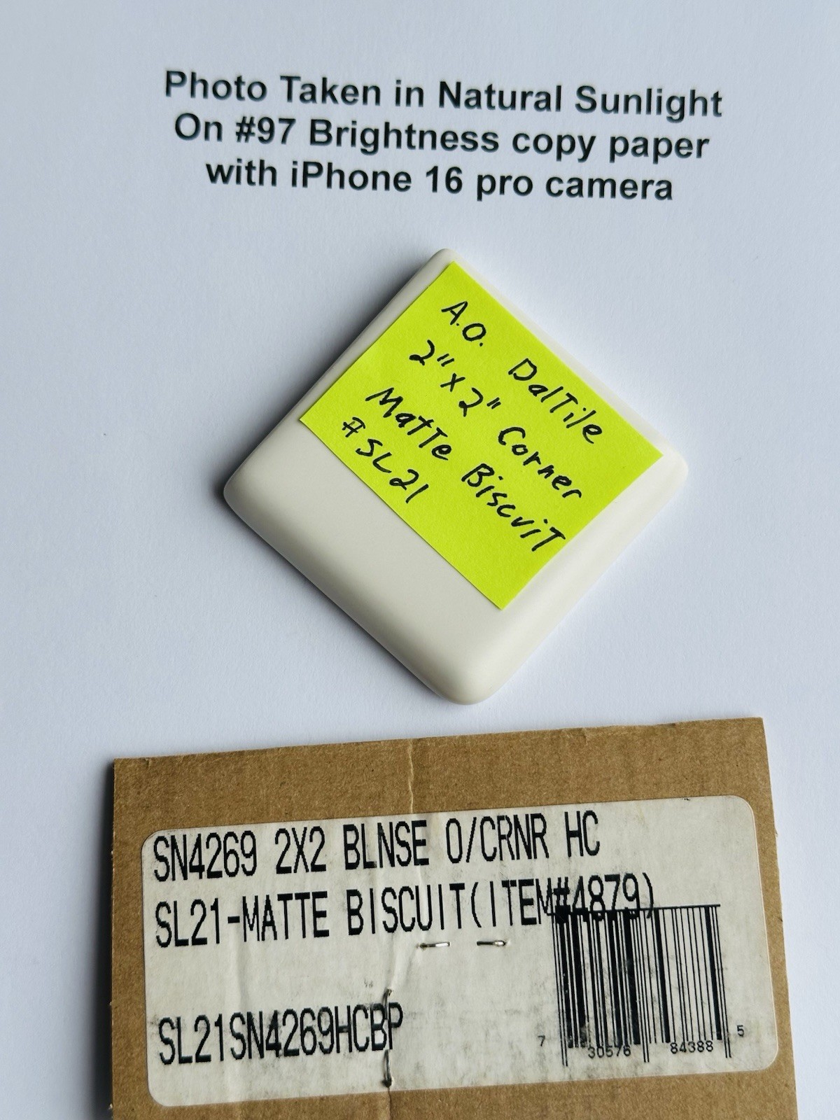 1 pc. Matte Biscuit 2″ X 2″ X 5/16″ Ceramic Surface Bullnose Corner Tiles, NEW