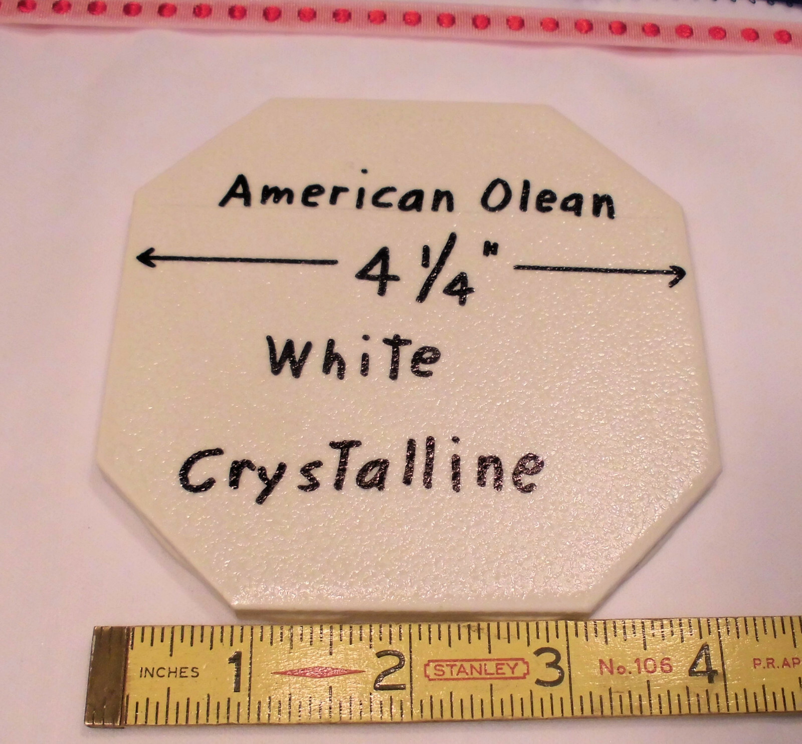1 pc. Octagon Ceramic Tile 4-1/4″: White Crystalline by American Olean Co. NEW