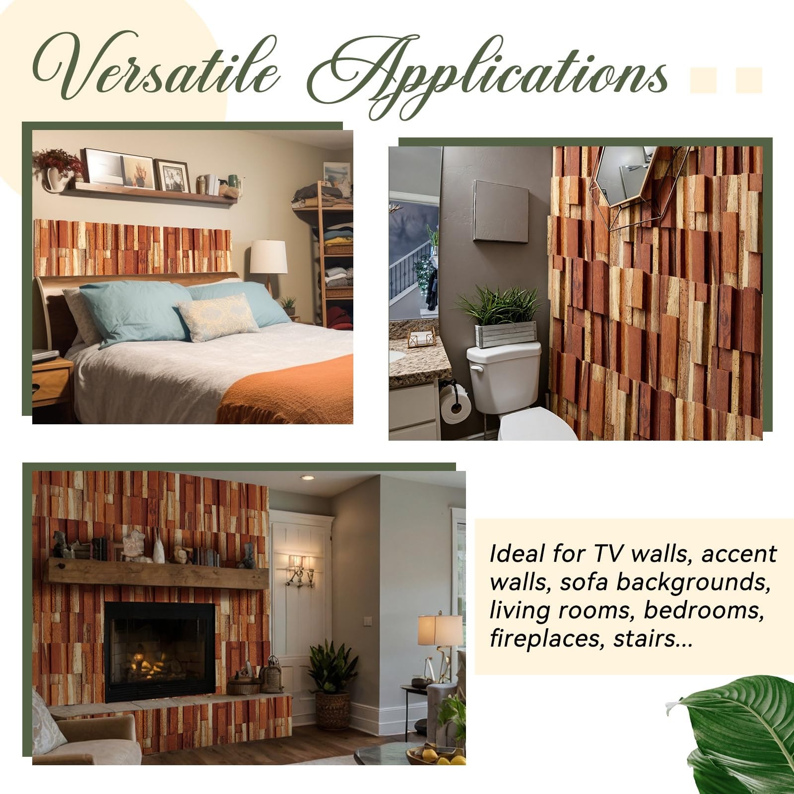1 Pcs Wood Wall Panels, Reclaimed Real Teak Wood 3D Panels for Interior Accen…