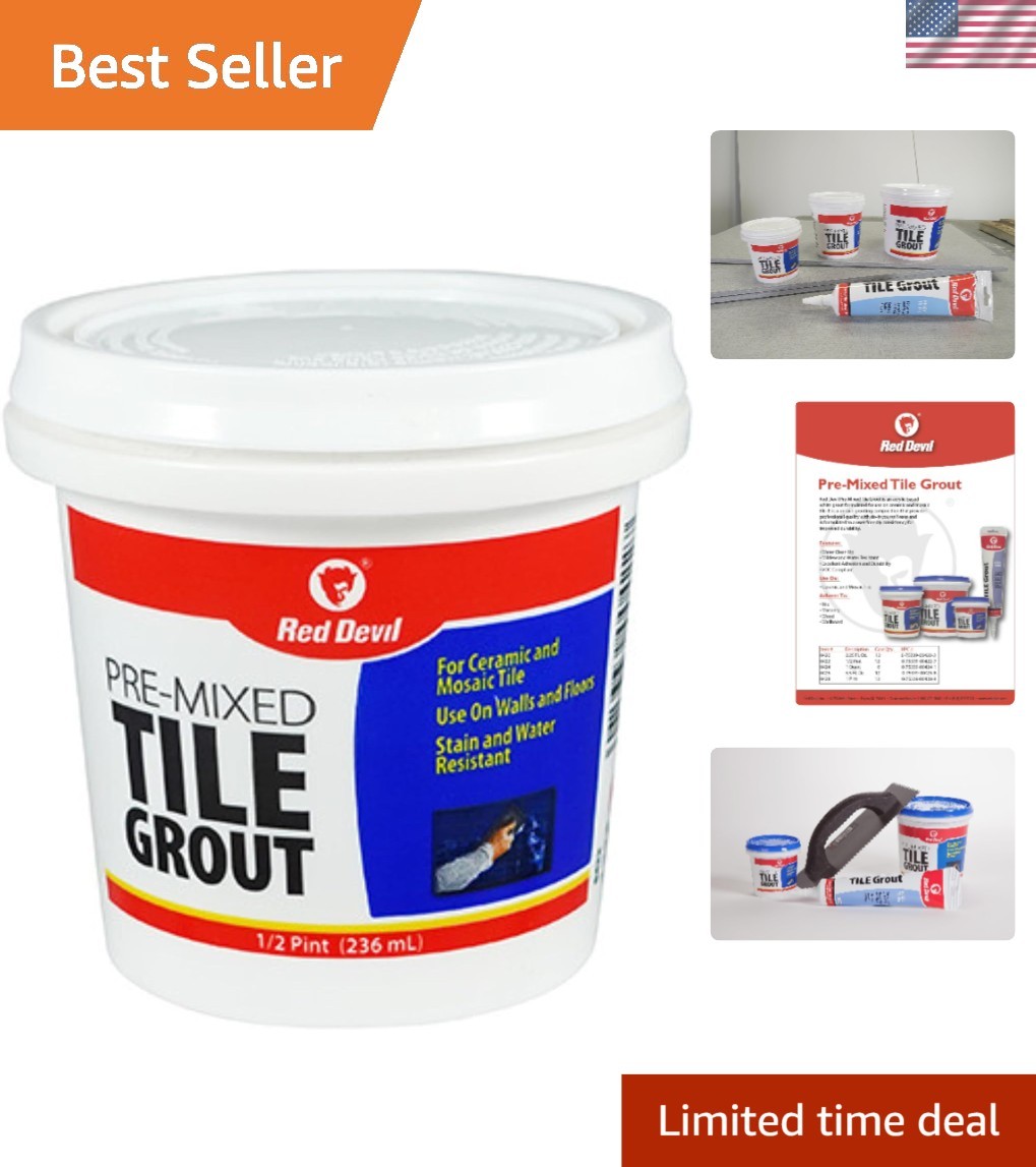 Effortless Tile Grout – 1/2 Pint White, Perfect for DIY Wall & Floor Projects