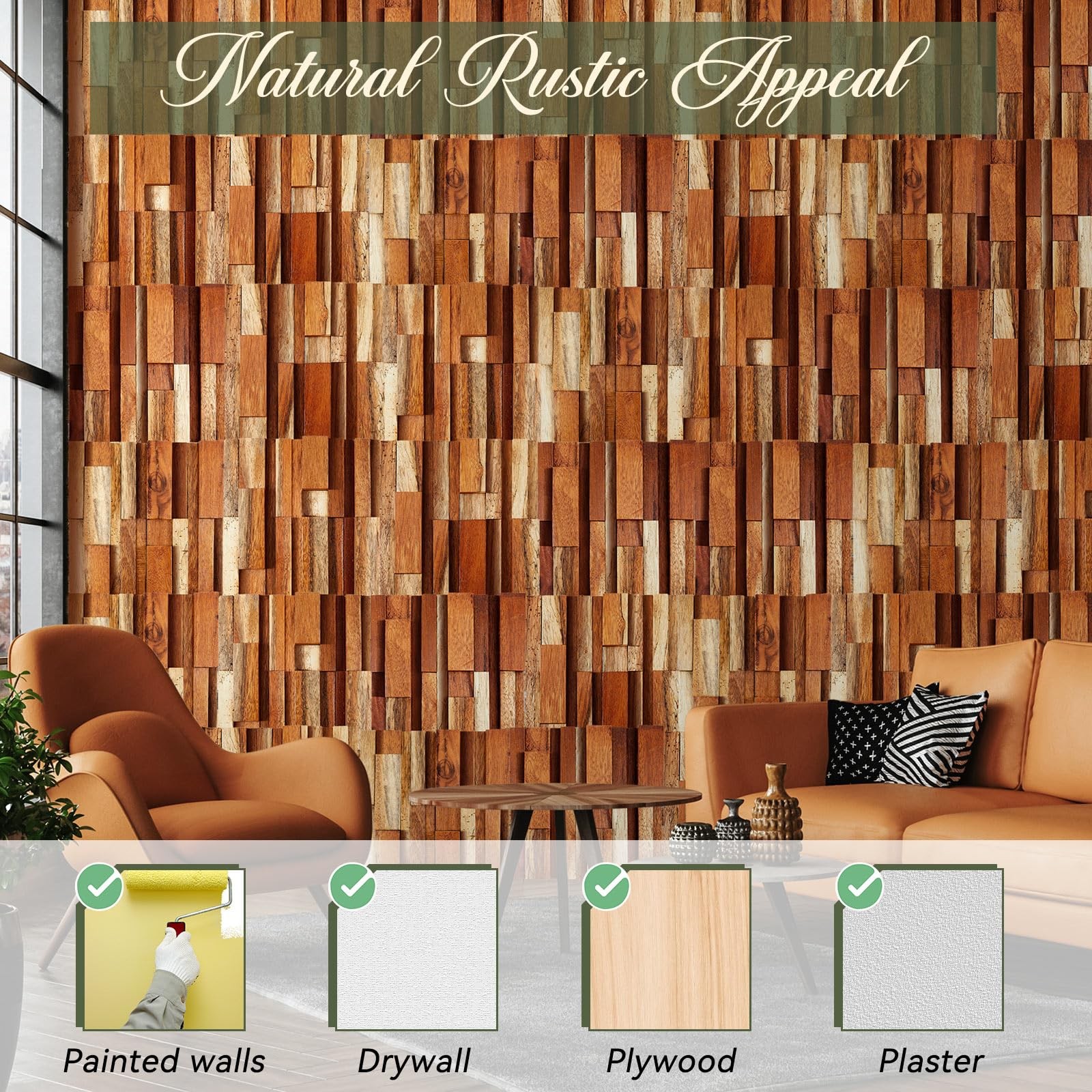 1 Pcs Wood Wall Panels, Reclaimed Real Teak Wood 3D Panels for Interior Accen…