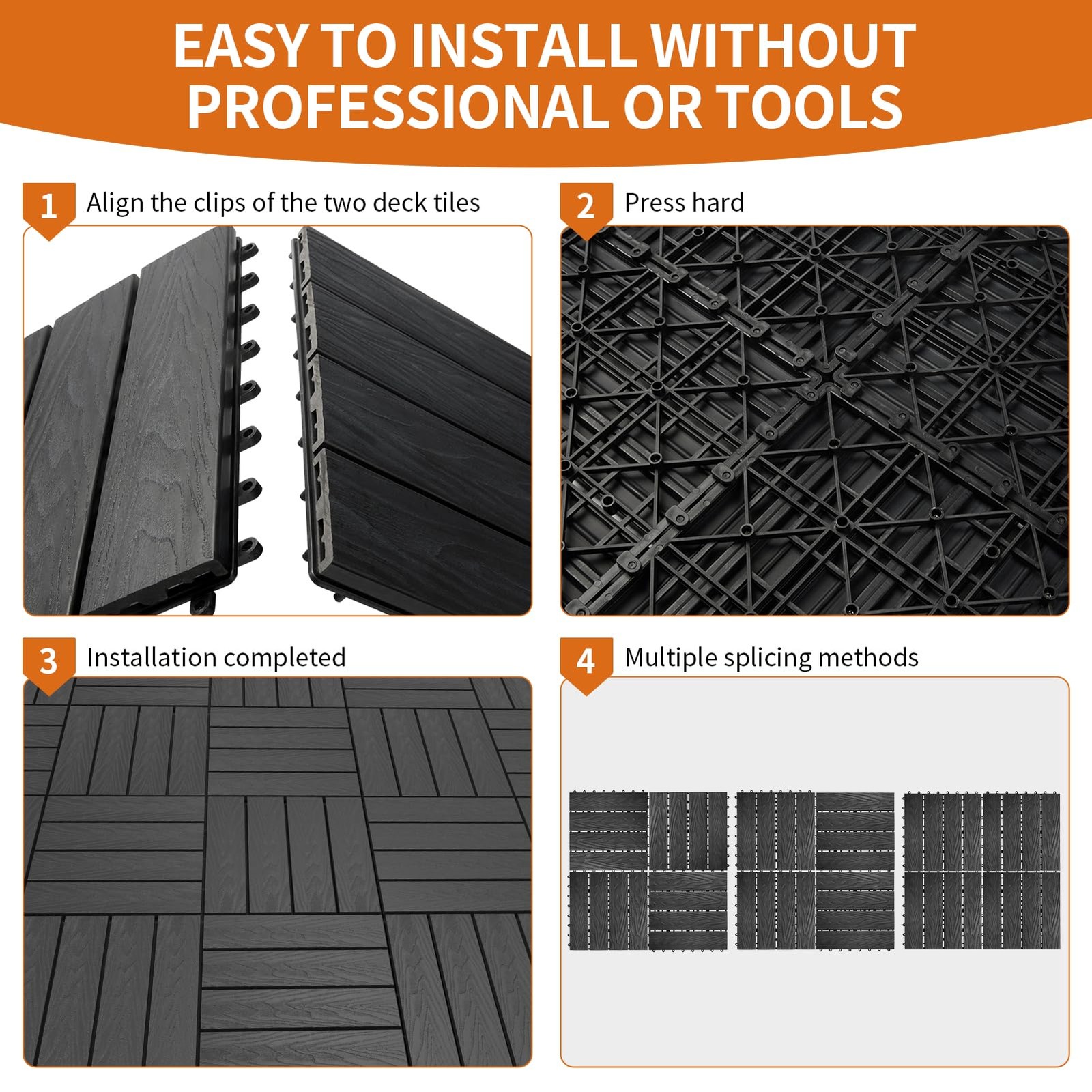 Polymer Composite Interlocking Deck Tiles Outdoor,12×12 Thick Composite Patio…