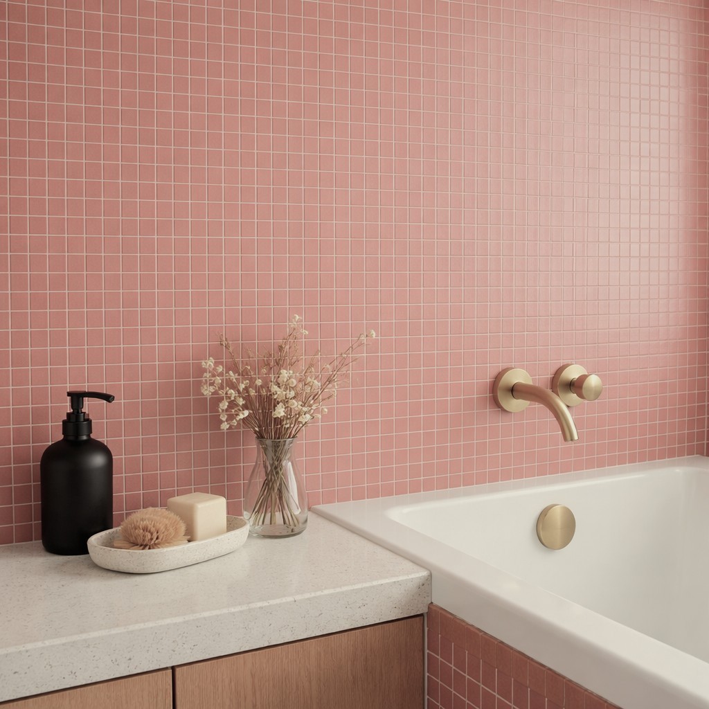 Pink Parasol Matte Wall Border Tile 2×2 Kitchen Ceramic C#690-645 10 SQ FT