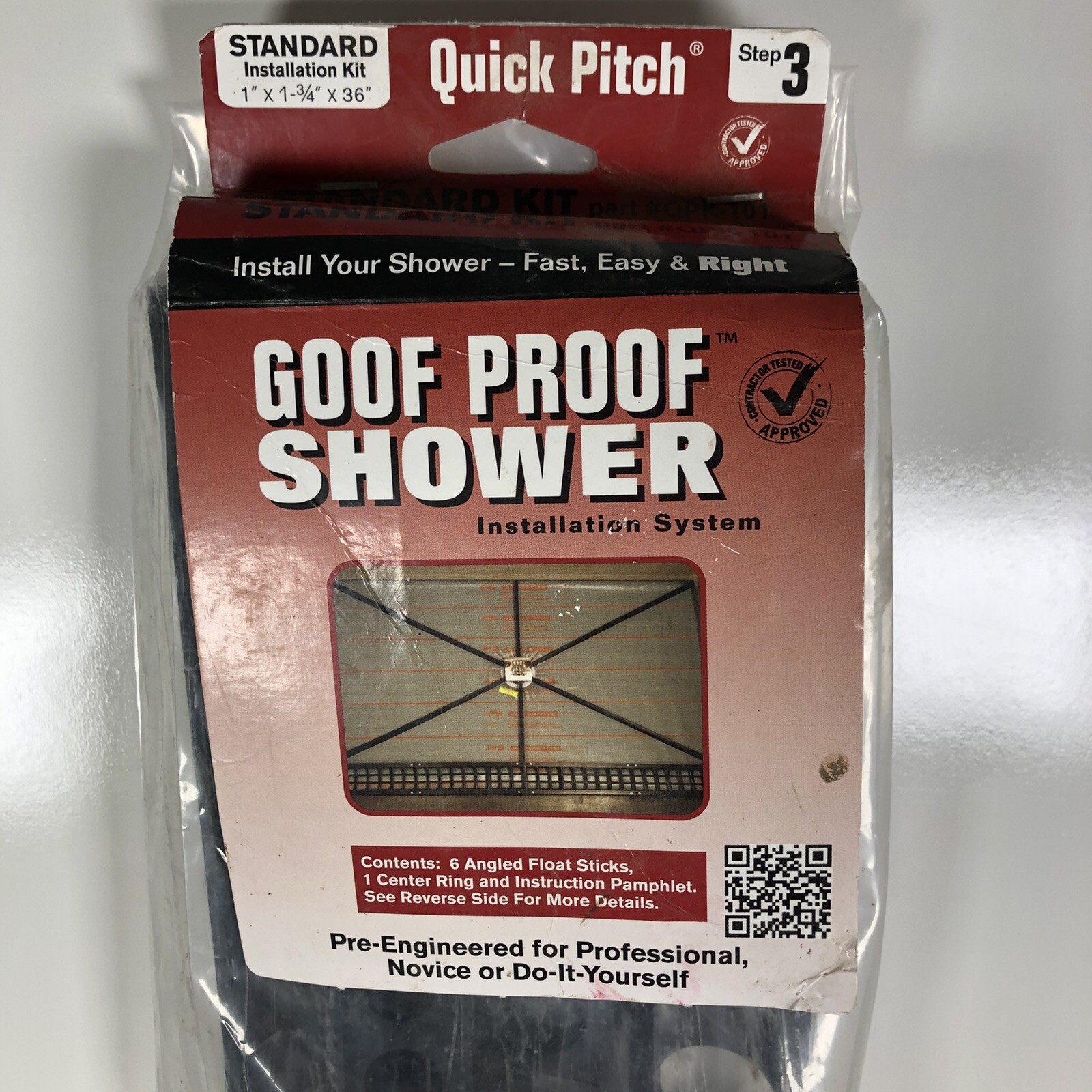 Quick Pitch Pre Slope Shower System kit 1”x1-3/4”x36” Standard Installation Kit