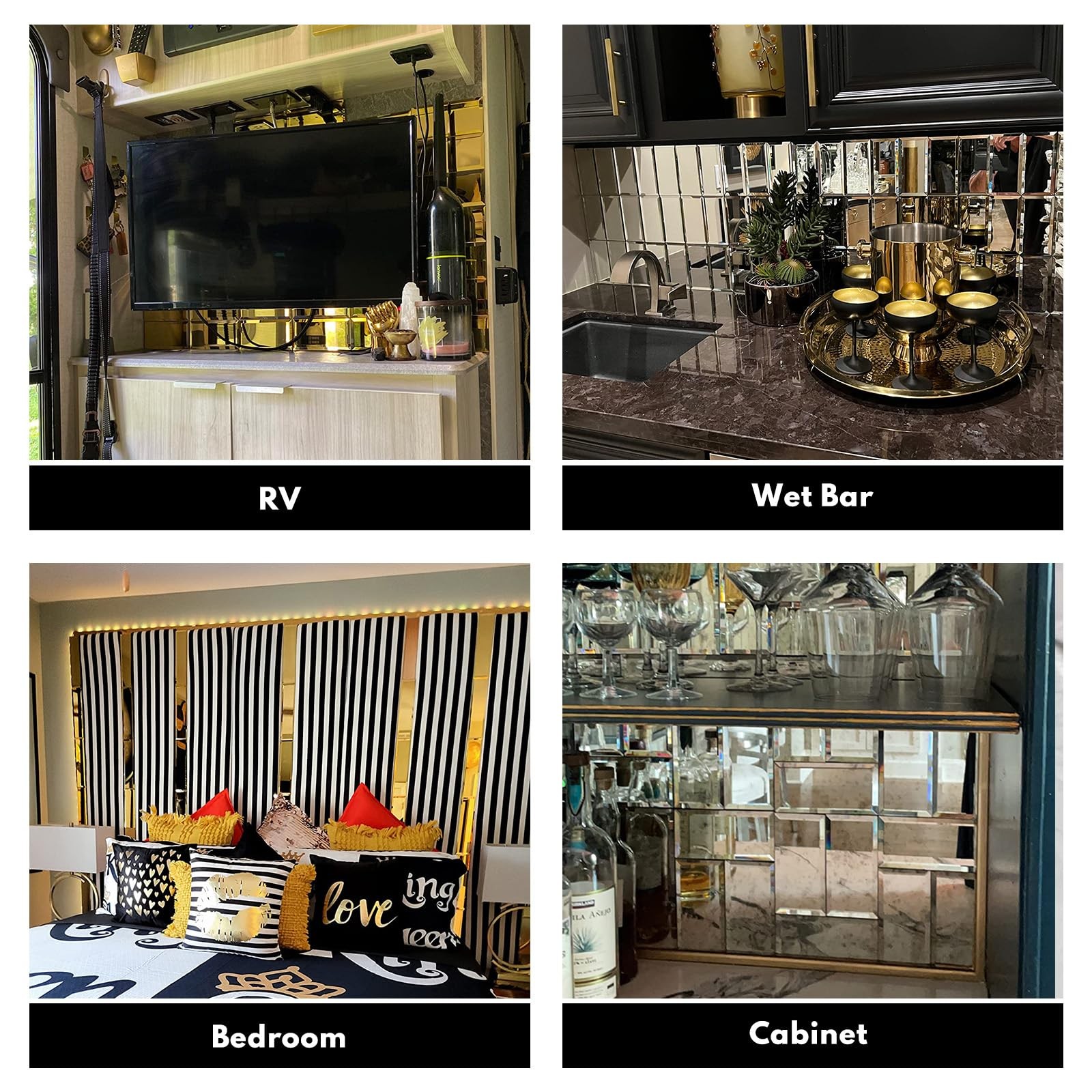 Mirror Subway Tile, Beveled Mirror Backsplash 3×6 Inch for Kitchen Bathroom W…