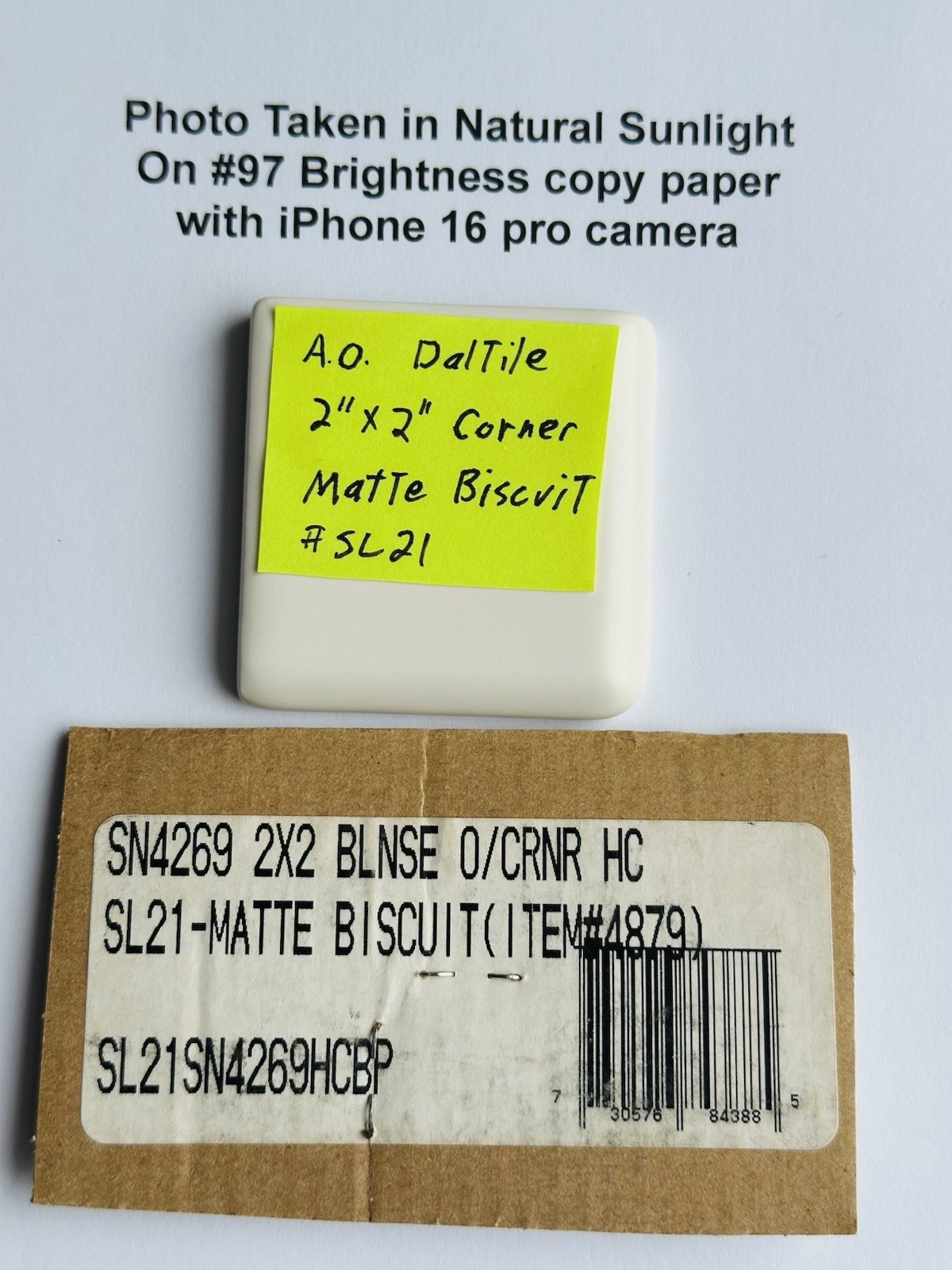 1 pc. Matte Biscuit 2″ X 2″ X 5/16″ Ceramic Surface Bullnose Corner Tiles, NEW