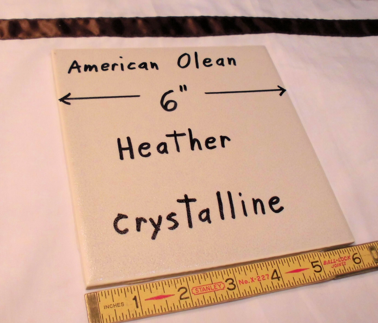 1 pc. 6″ Ceramic Tile Crystalline *Heather -Off White* by American Olean; NOS