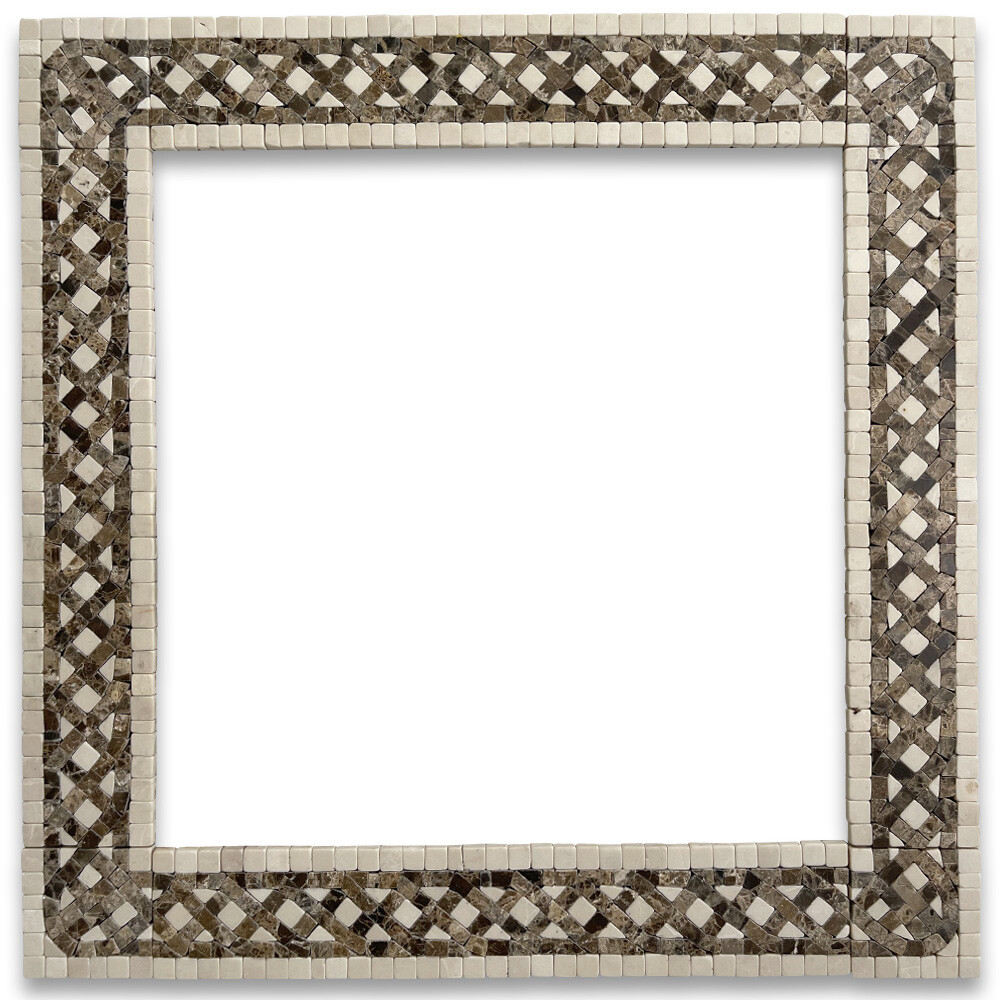 B4659T Marble Mosaic Border Listello Tile Quadra Emperador 2.25×12 Tumbled