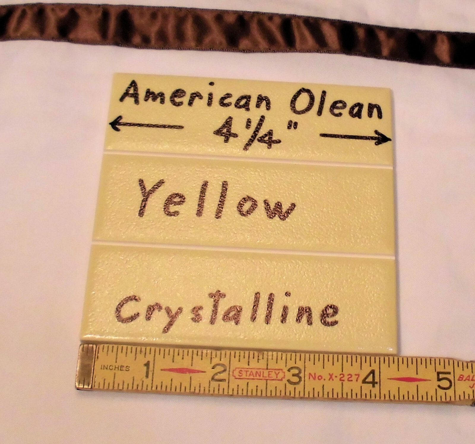 2 Ceramic Tiles *Yellow* Scored 3rd; Crystalline by American Olean 4-1/4″ NOS