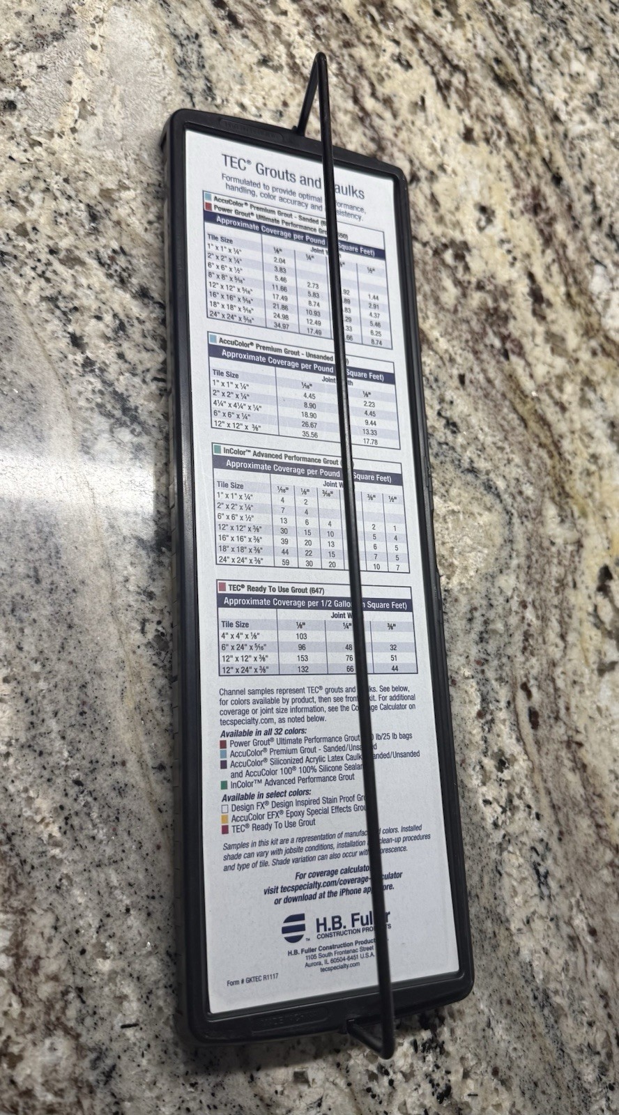 TEC Grout and Caulk 36 COLORS SAMPLE KIT CASE H.B. Fuller w/ Integrated Stand