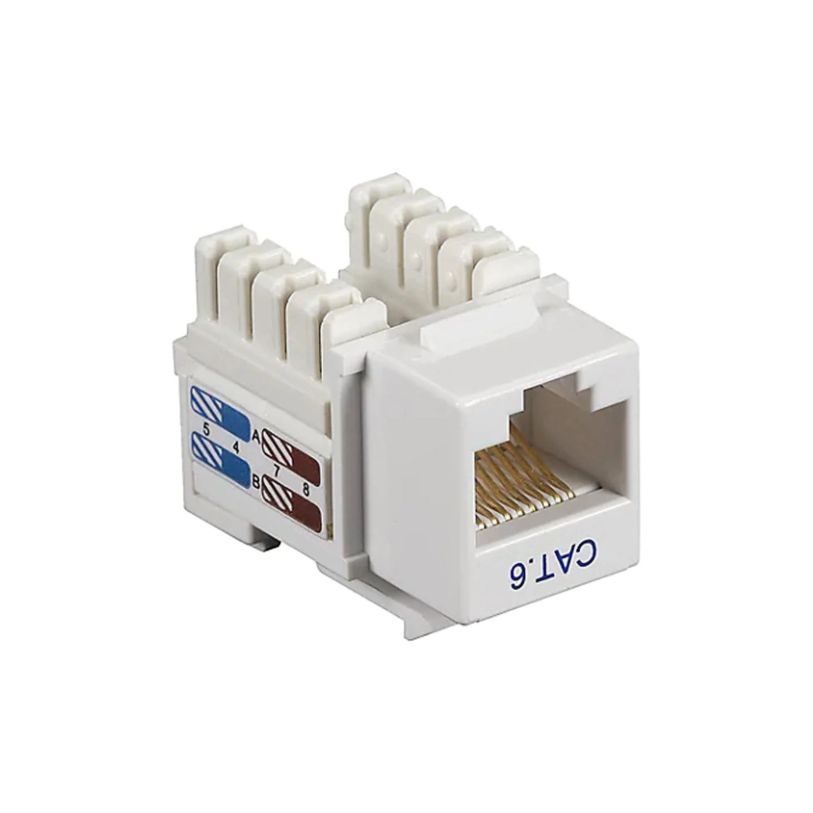 Keystone Insert Cat6 Jack, Unshielded, White Wall Plate Module UL Listed
