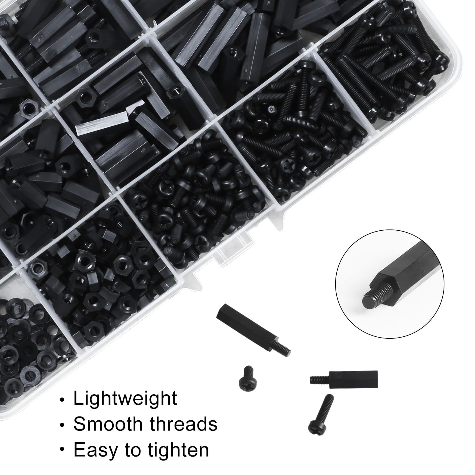 Meafeng 600PCS M3 Male Female Nylon Hex Spacer Standoffs M3, Black