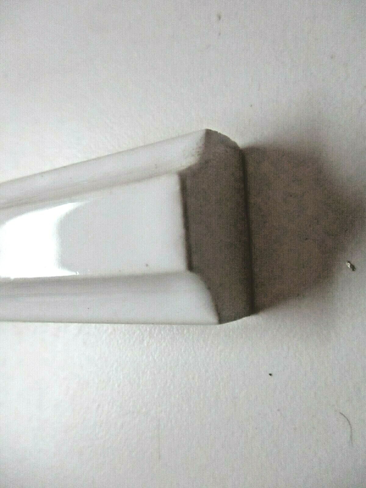 1 Tile Ceramic Porcelain 7-7/8″ Glossy White Trim Wall Accent Border Cap Vintage