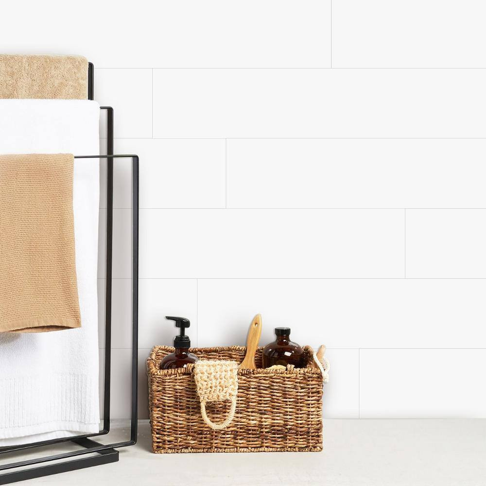 White Plank 5 In. X 24 In. SPC Peel and Stick Backsplash Tile (0.8 Sq. Ft./Pack)
