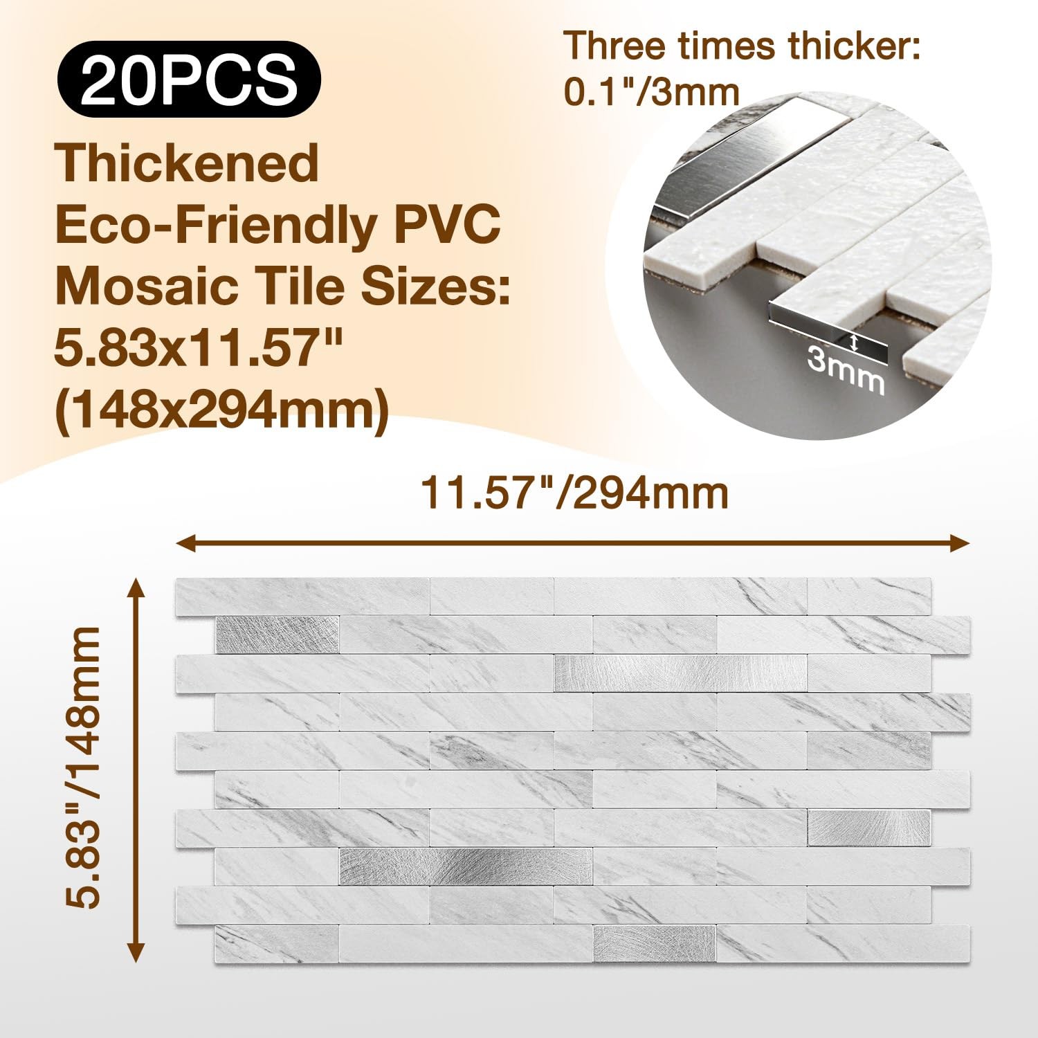 Peel and Stick Backsplash Tile Waterproof Removable PVC Wall Sticker 3D Faux …