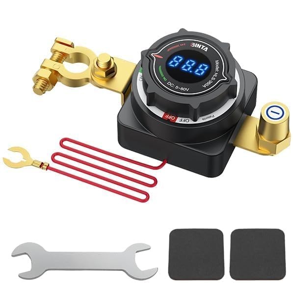 Battery Disconnect Switch 12V with Voltage Display, DC 5-80V 300A Battery