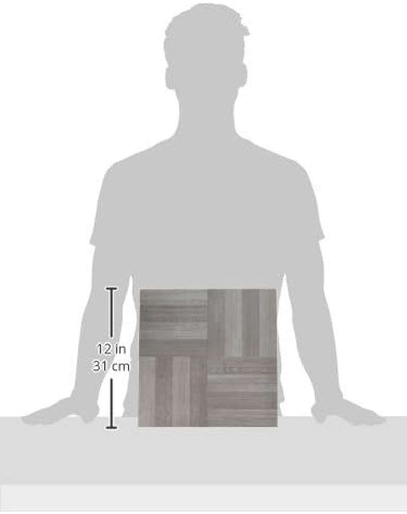Nexus Self Adhesive 12-Inch Vinyl Floor Tiles, 20 Tiles – 12″ X 12″, Ash Grey Wo