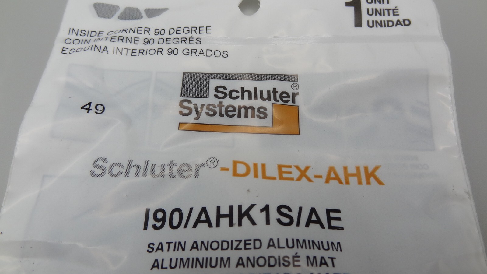 Schluter Dilex-AHK Satin Anodized Aluminum 1/2″ x 1″ Inside Corner 90 Degree