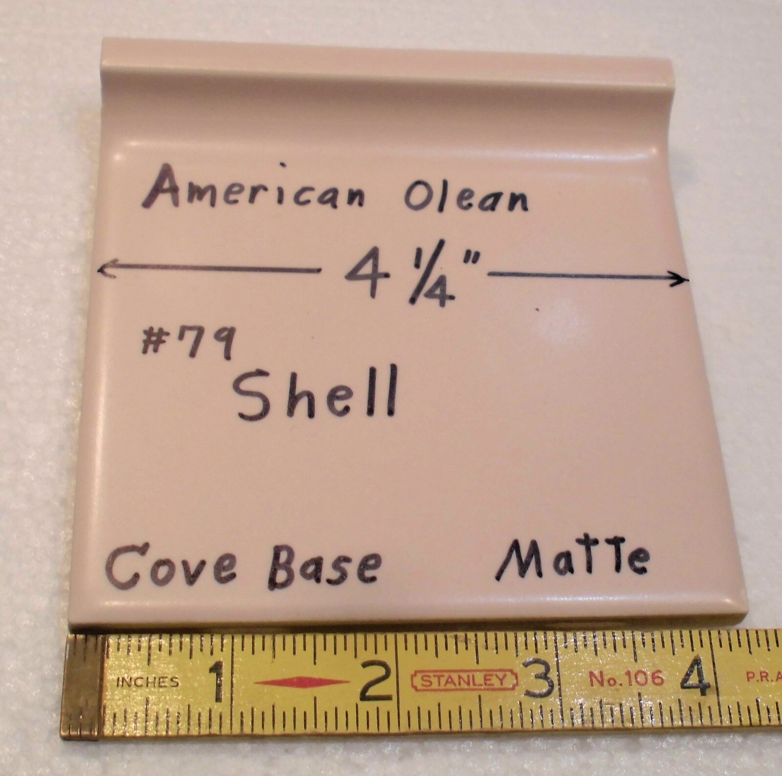 1 pc. Shell #79 Flat Top; base/cove Ceramic Tile; 4-1/4″ American Olean: Pinkest