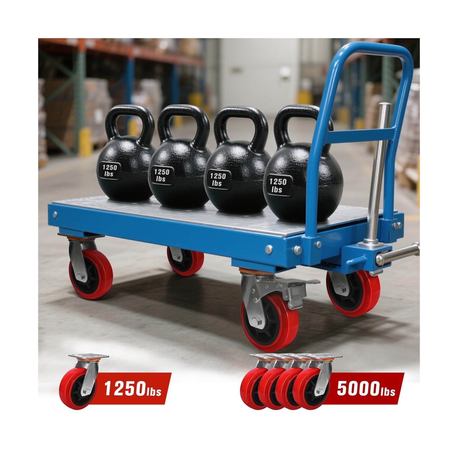 6″x2″ Industrial Grade Polyurethane Casters, Set of 4 5000 lb Capacity Polyur…