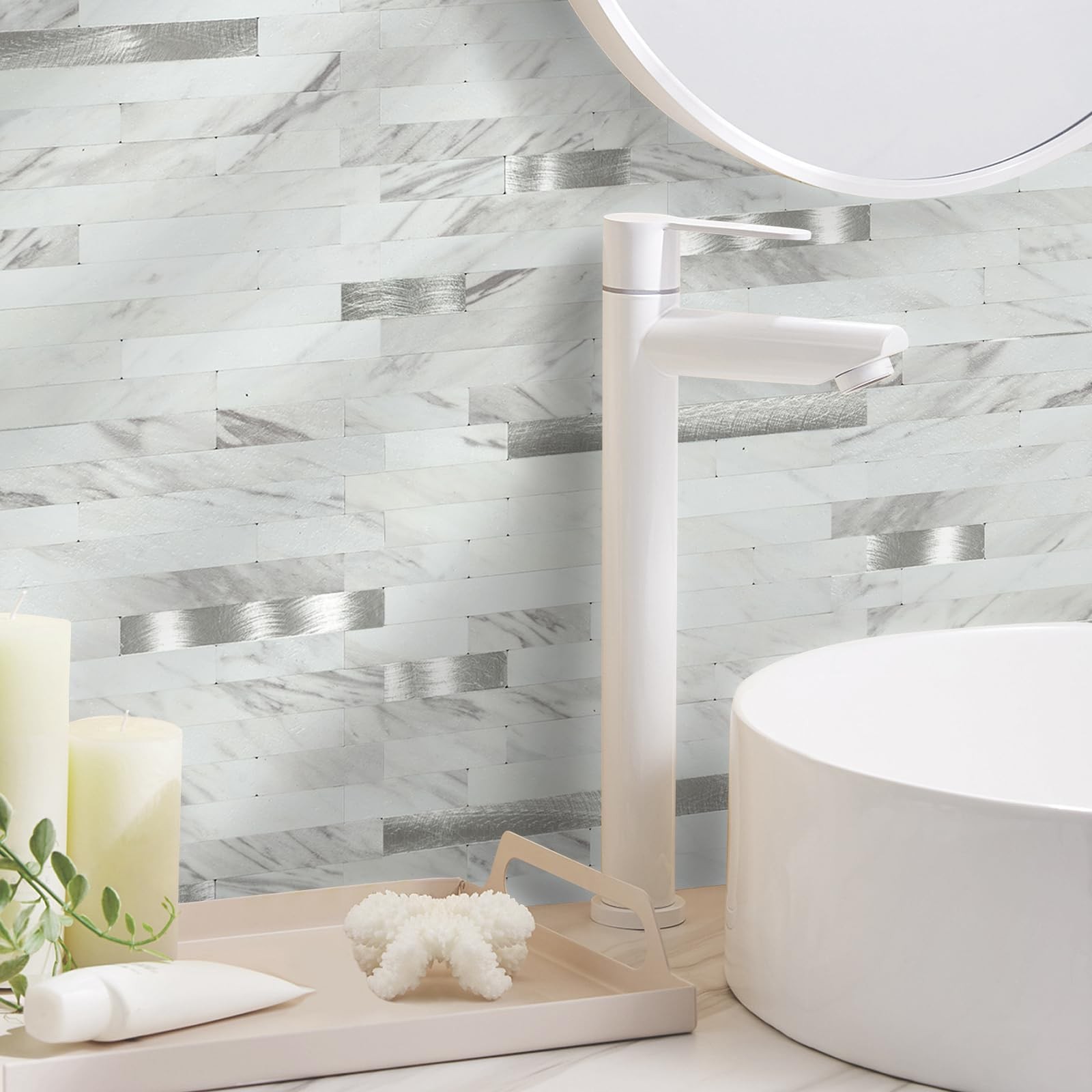 20 Pieces Peel and Stick PVC Mosaic Backsplash,for Kitchen Backsplash,Etc