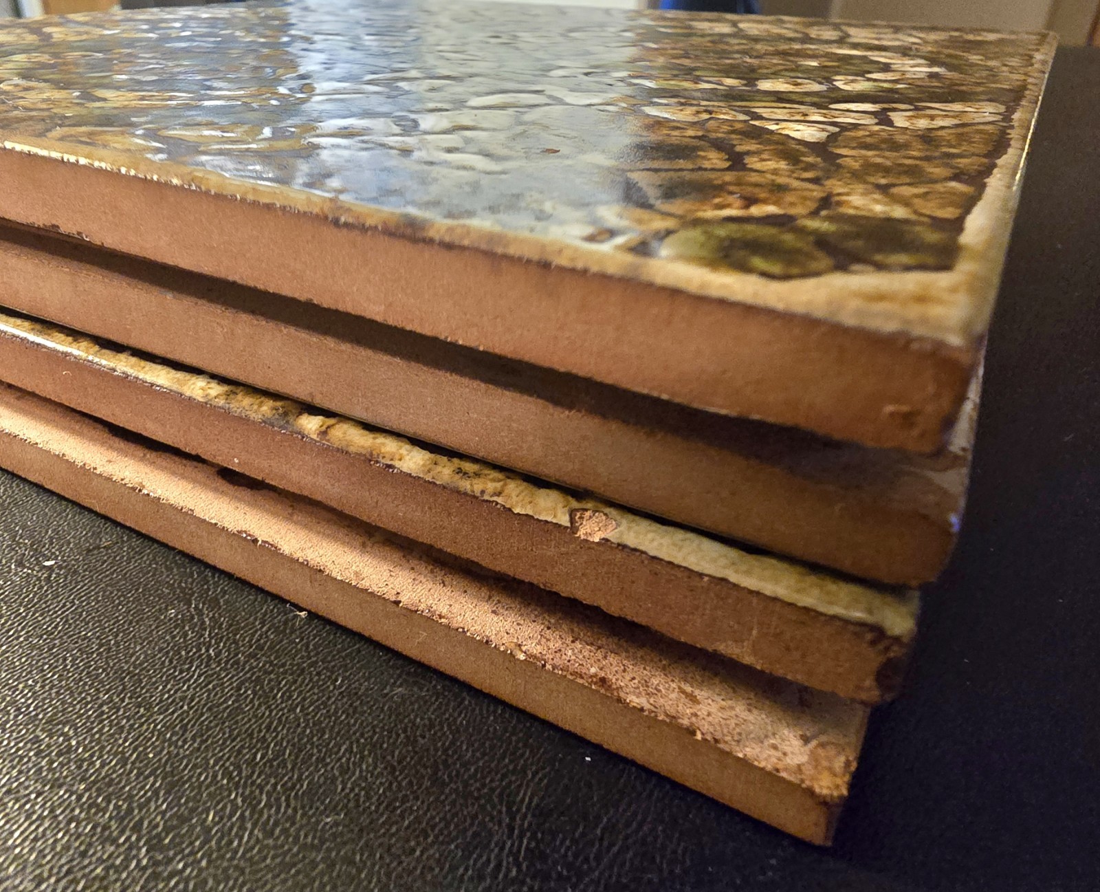 Vtg 1977 Clay Italian Floor Tiles Avocado Olive Green Mediterranean Mosaic Look.