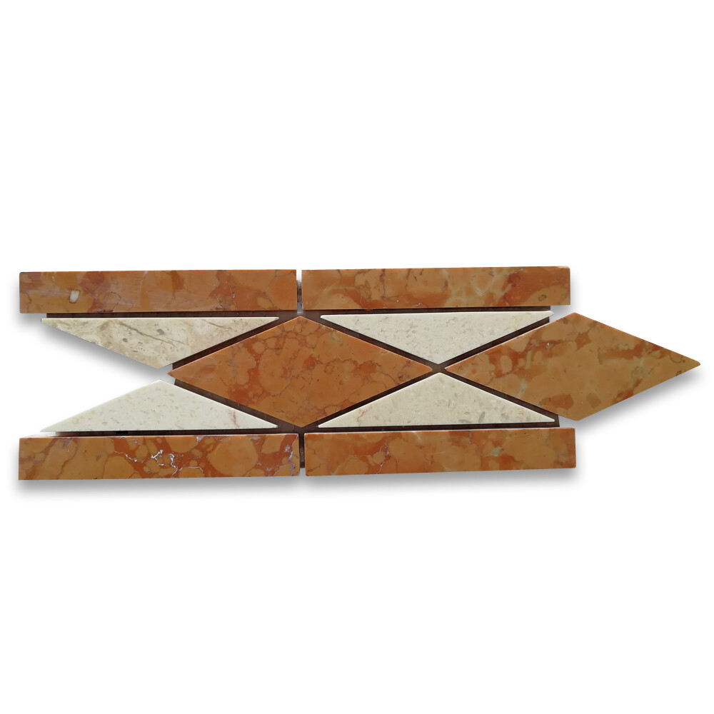 B0006P Marble Mosaic Border Listello Accent Tile Classic Rossa 3×7.9 Polished