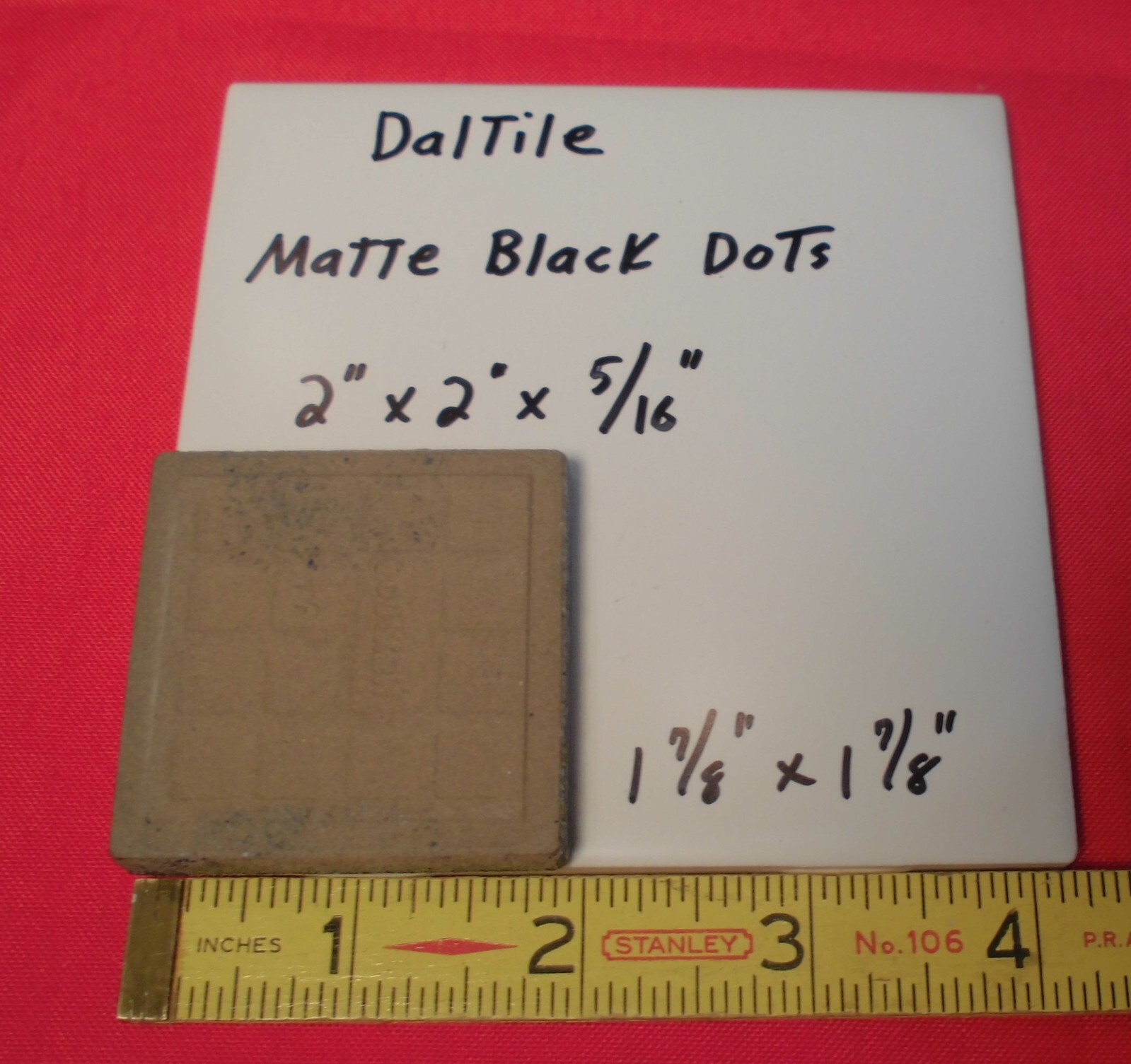 1 pc. *Matte Black* 2″ Dot – Insert Ceramic Tile, by Datile Co. 1-7/8″ SQ. NEW