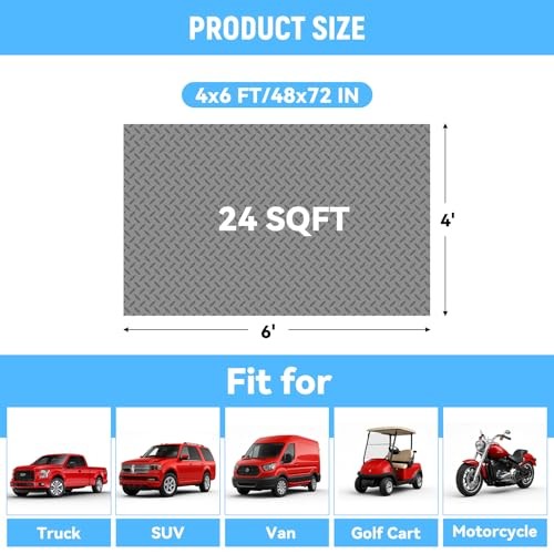Garage Floor Mat 2.8mm Thickened PVC Roll for Under Car – 4×6 FT – Grey