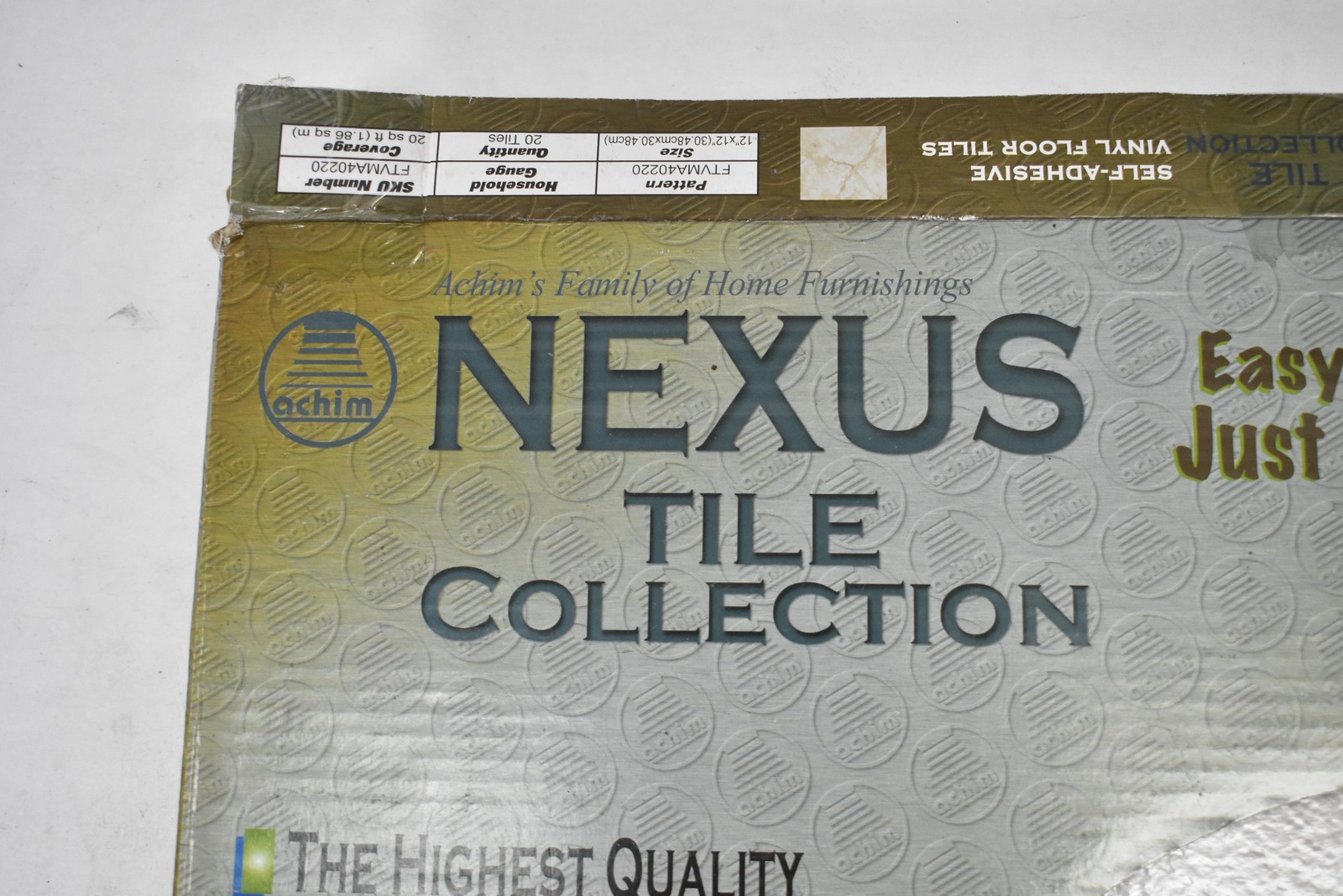 Lot of 2 Packs Achim Nexus 12×12 Peel & Stick Vinyl Floor Tiles Marble 40sqft