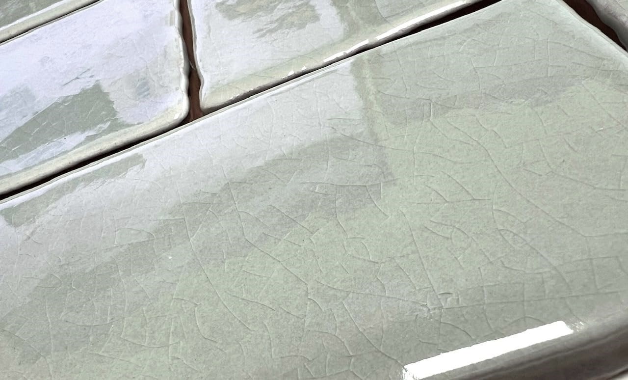 3×6 Sage Green Crackled Ceramic Tile, Wall and Backsplash Kitchen Bath (1 SF)