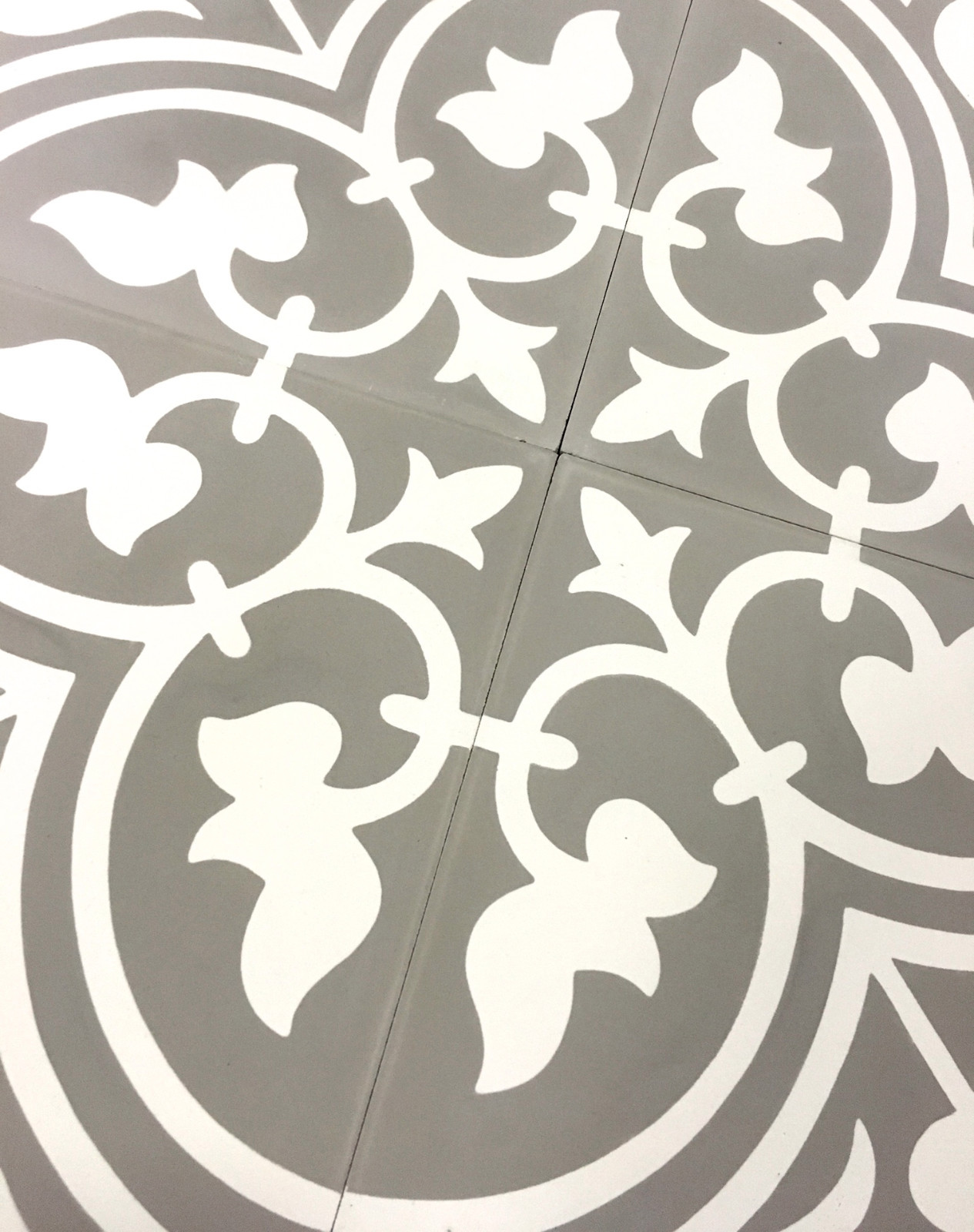 Flora Encaustic Soft Gray White 8×8 Honed Finish Cement Wall Tile Floor