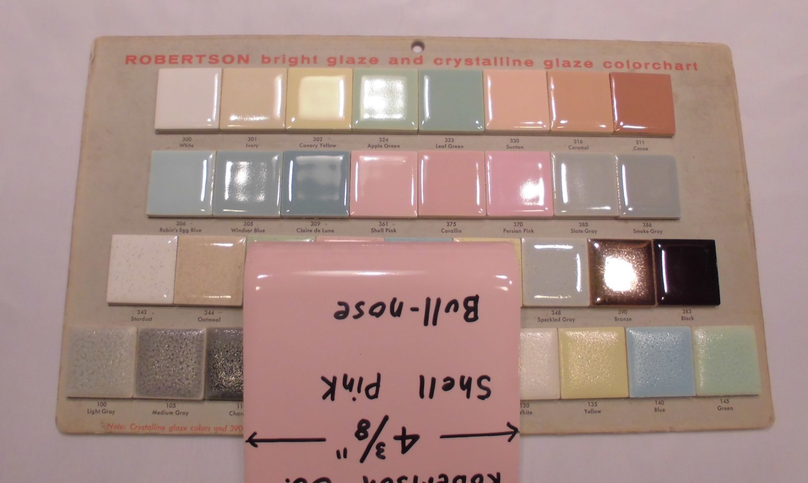 1 pc. Bullnose Radius Ceramic Tile *Shell Pink* 4-5/16″ by Robertson Co. Glossy